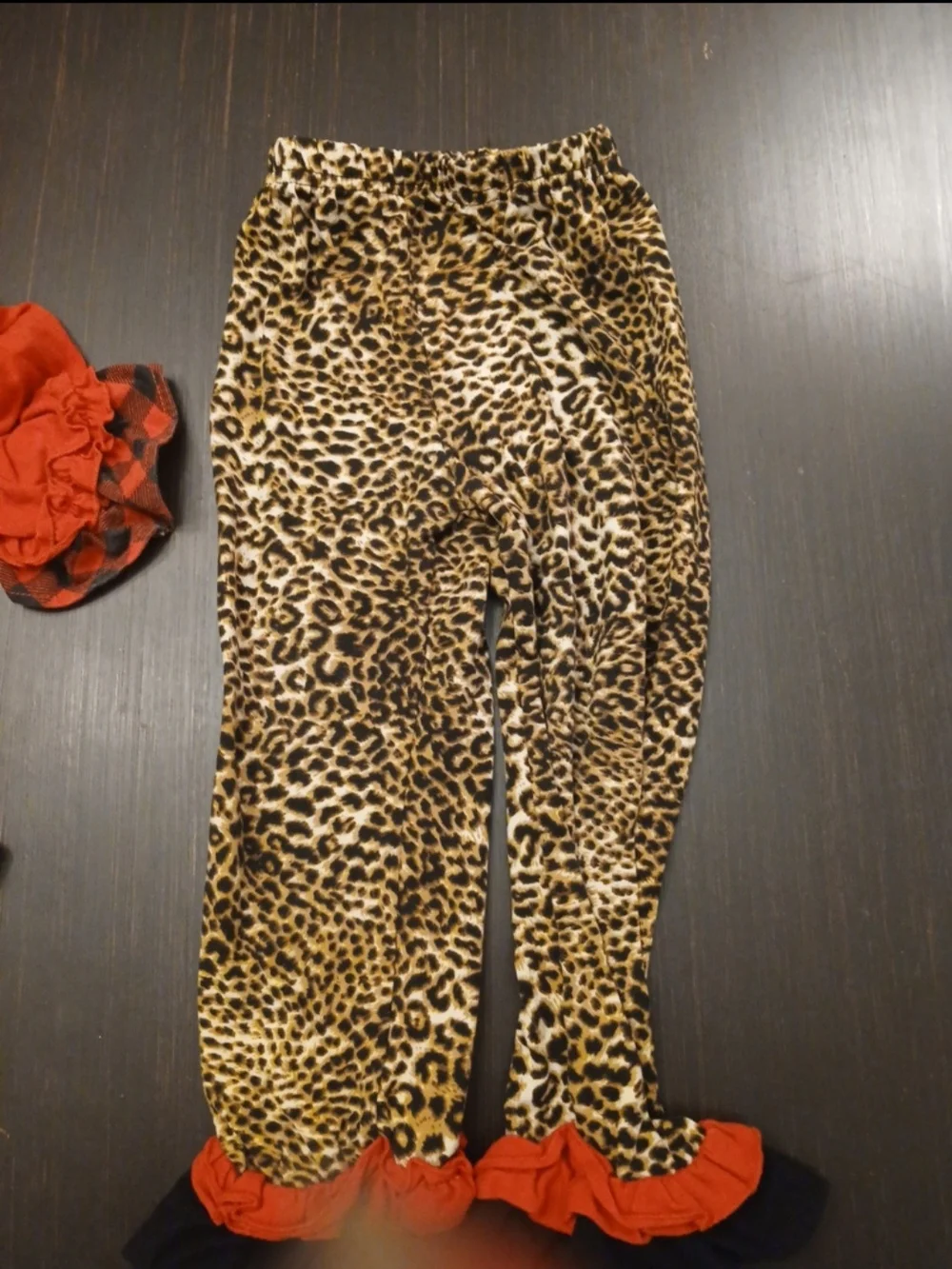 Emily Rose Red Santa Top with Leopard Print Pants